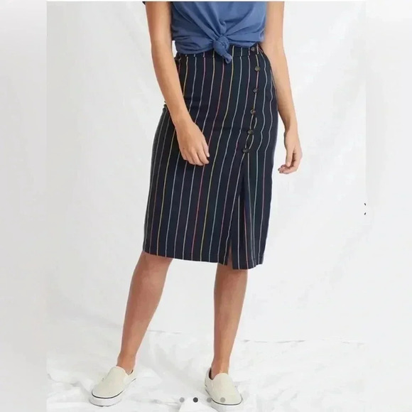 Marine Layer Cecille Skirt in Navy Multi Stripe X-Small New Nwt Women's Blue